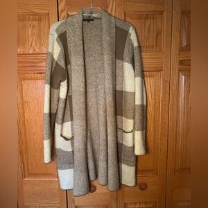 Staccato Brown and Cream Cowl Neck Long Cardigan | Size M 🍂🍁